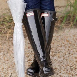 HUNTER Tall Black Glossy Boots 8